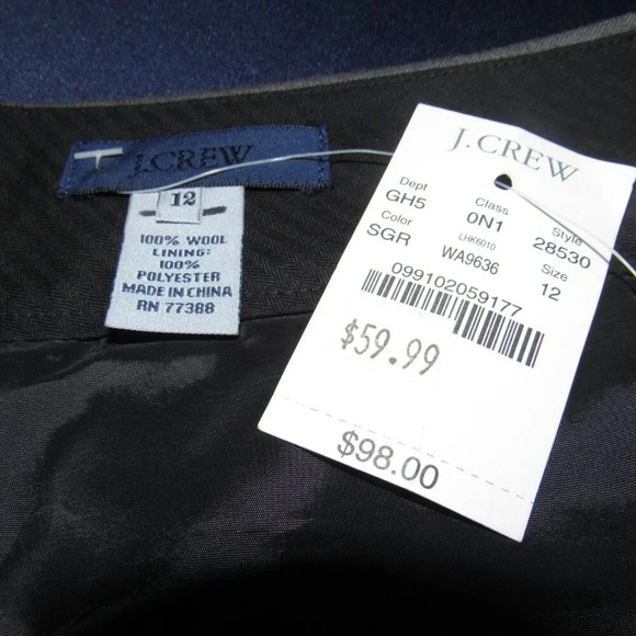 NWT J. CREW Gray Lined Wool Mini Skirt Size 12 - Picture 3 of 3